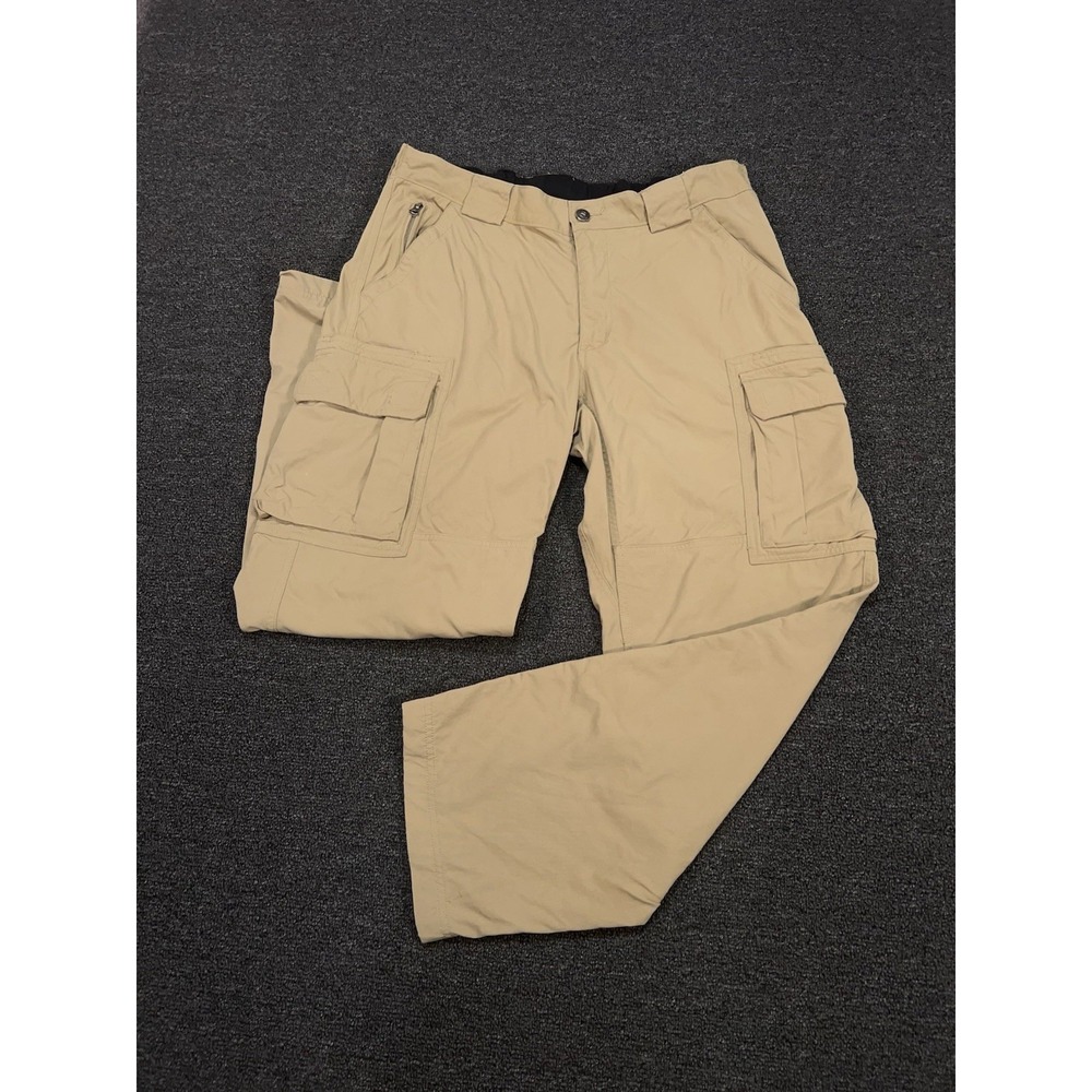 Duluth Trading Pants Men's Large 34x29 Beige Cargo Nylon Workwear Elastic Waist